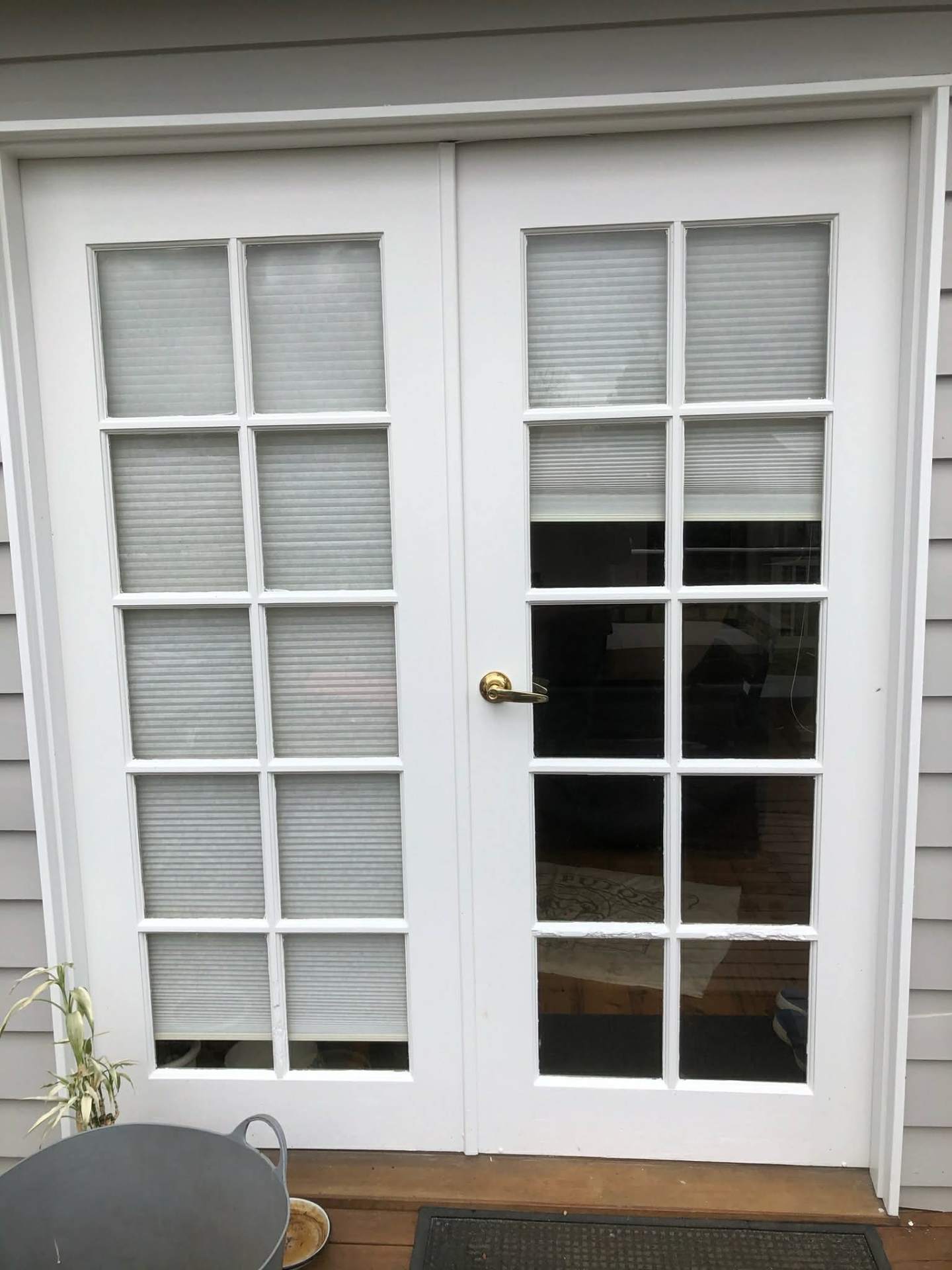 White French doors with multi-pane glass
